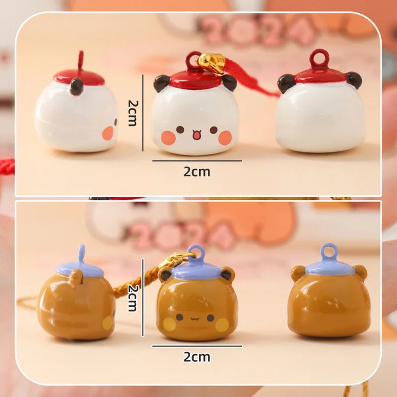 Original Bubu And Yier Bell Pendant Cartoon Panda Bubu And Dudu Cute Mobile Phone Chain Backpack Pendant Little Bell Couple Gift