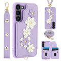 Crossbody Leather Rope Wallet Wrist Strap Phone Case for Samsung S25 S24 Plus S23 FE S22 Ultra A55 A54 A53 A35 A34 A15 A13 Cover